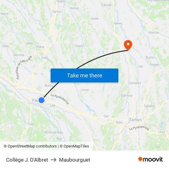 Collège J. D'Albret to Maubourguet map