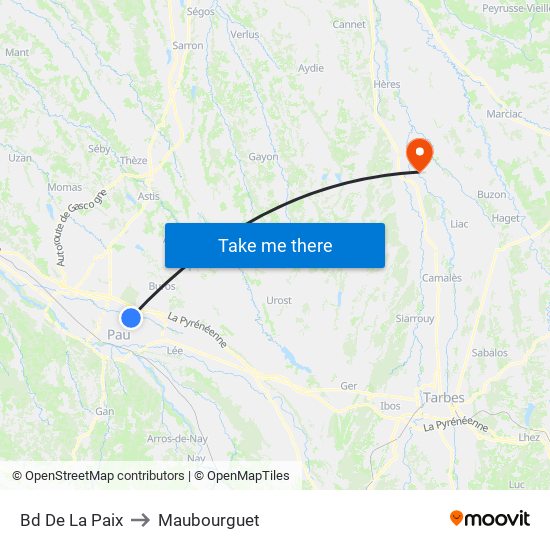 Bd De La Paix to Maubourguet map