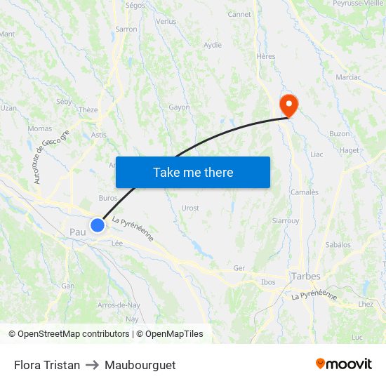 Flora Tristan to Maubourguet map