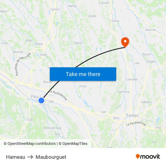 Hameau to Maubourguet map
