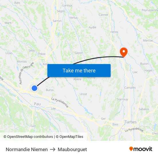 Normandie Niemen to Maubourguet map