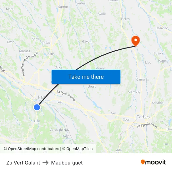 Za Vert Galant to Maubourguet map