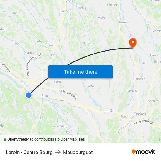 Laroin - Centre Bourg to Maubourguet map