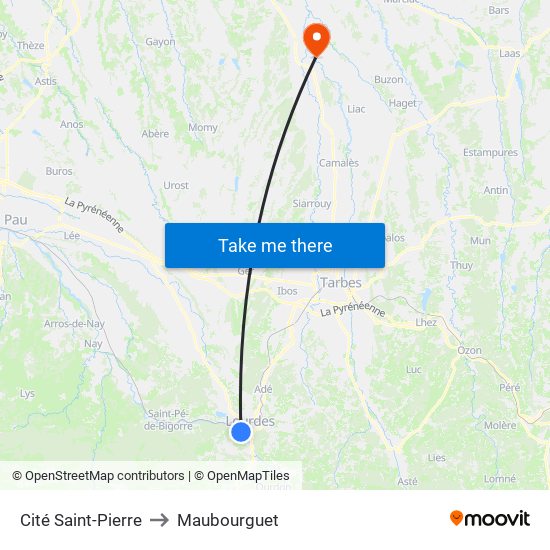 Cité Saint-Pierre to Maubourguet map