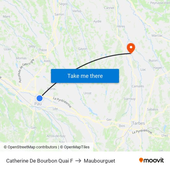 Catherine De Bourbon Quai F to Maubourguet map