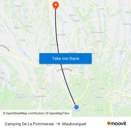 Camping De La Pommeraie to Maubourguet map