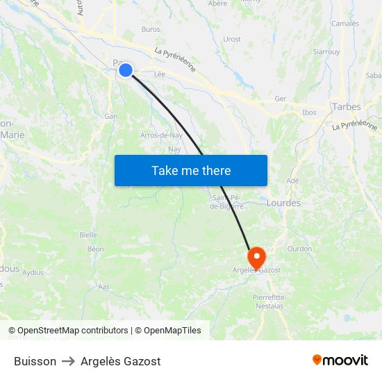 Buisson to Argelès Gazost map