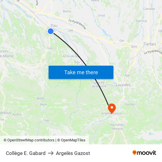 Collège E. Gabard to Argelès Gazost map