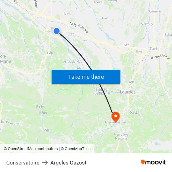 Conservatoire to Argelès Gazost map