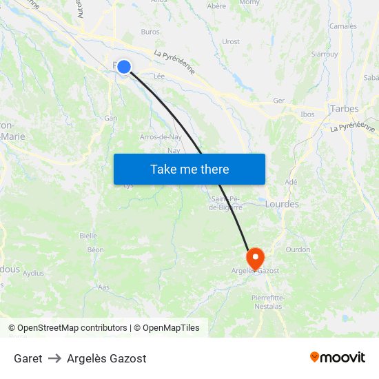 Garet to Argelès Gazost map