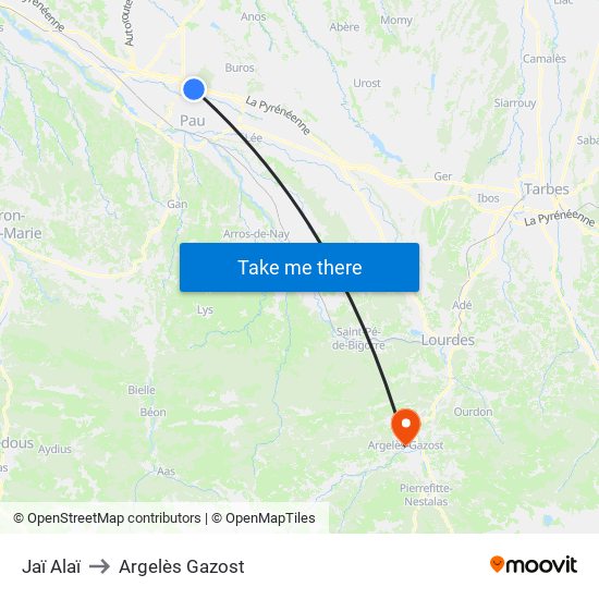 Jaï Alaï to Argelès Gazost map