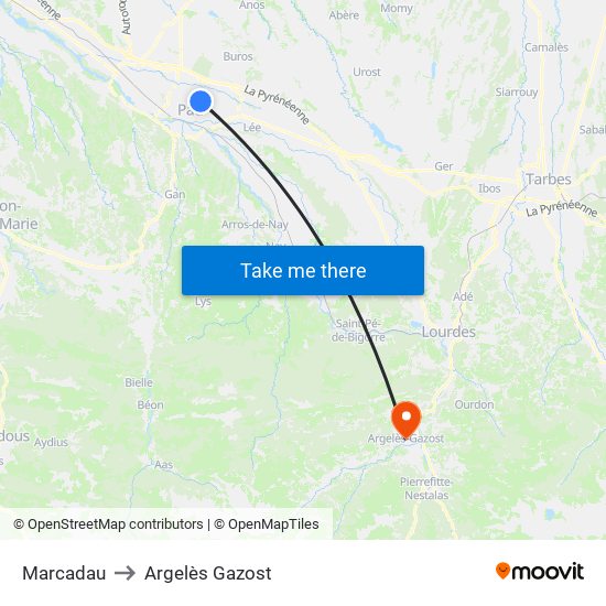 Marcadau to Argelès Gazost map