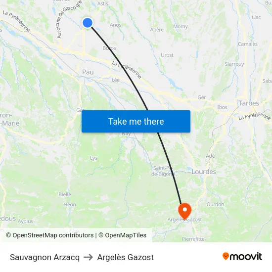 Sauvagnon Arzacq to Argelès Gazost map