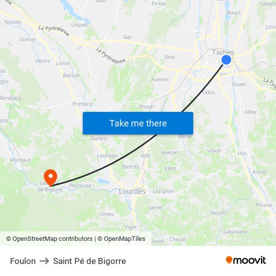 Foulon to Saint Pé de Bigorre map