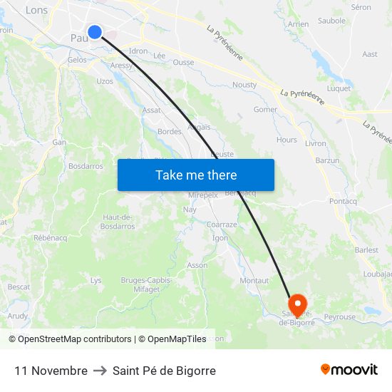 11 Novembre to Saint Pé de Bigorre map
