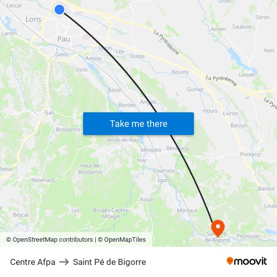 Centre Afpa to Saint Pé de Bigorre map