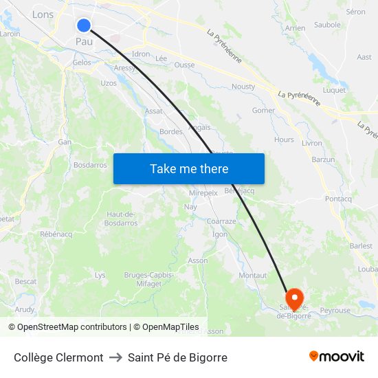 Collège Clermont to Saint Pé de Bigorre map