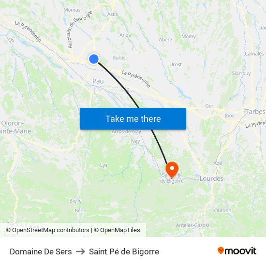 Domaine De Sers to Saint Pé de Bigorre map