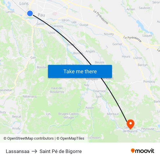 Lassansaa to Saint Pé de Bigorre map