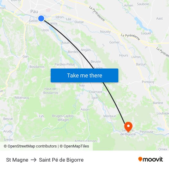 St Magne to Saint Pé de Bigorre map