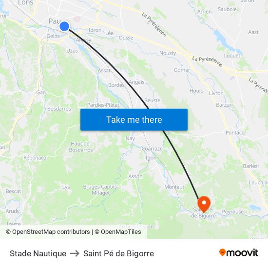 Stade Nautique to Saint Pé de Bigorre map