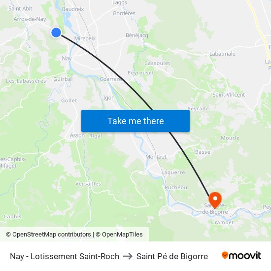 Nay - Lotissement Saint-Roch to Saint Pé de Bigorre map