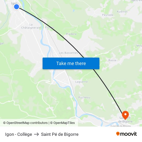 Igon - Collège to Saint Pé de Bigorre map