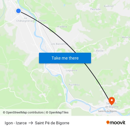 Igon - Izarce to Saint Pé de Bigorre map