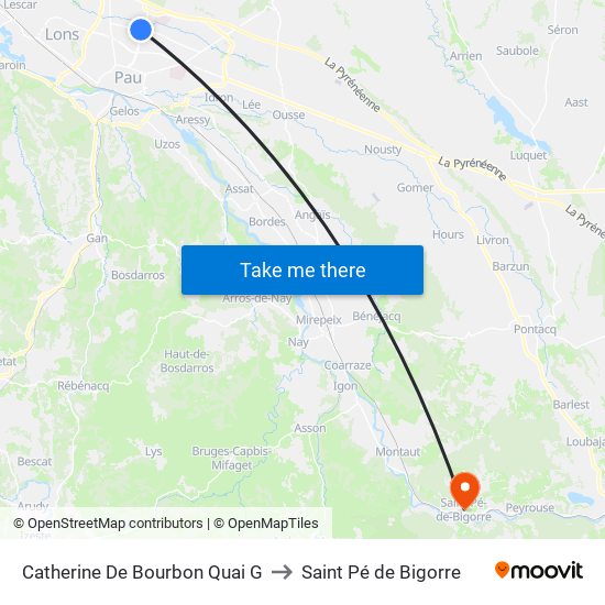 Catherine De Bourbon Quai G to Saint Pé de Bigorre map