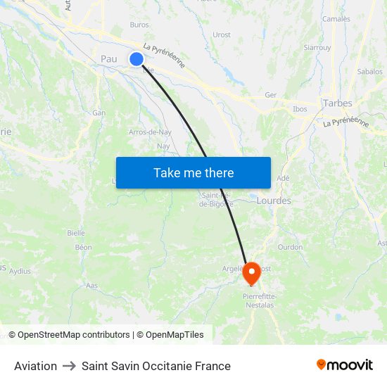 Aviation to Saint Savin Occitanie France map