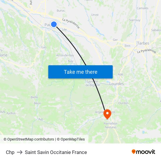 Chp to Saint Savin Occitanie France map