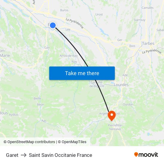 Garet to Saint Savin Occitanie France map