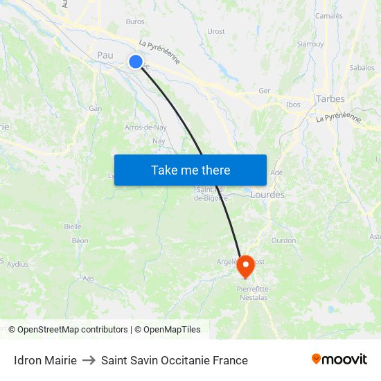 Idron Mairie to Saint Savin Occitanie France map