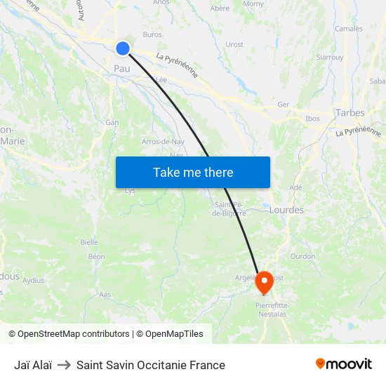 Jaï Alaï to Saint Savin Occitanie France map