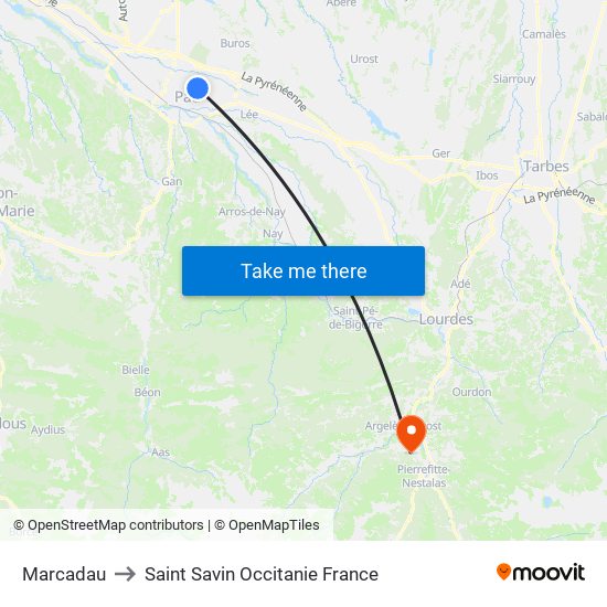 Marcadau to Saint Savin Occitanie France map