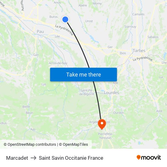 Marcadet to Saint Savin Occitanie France map