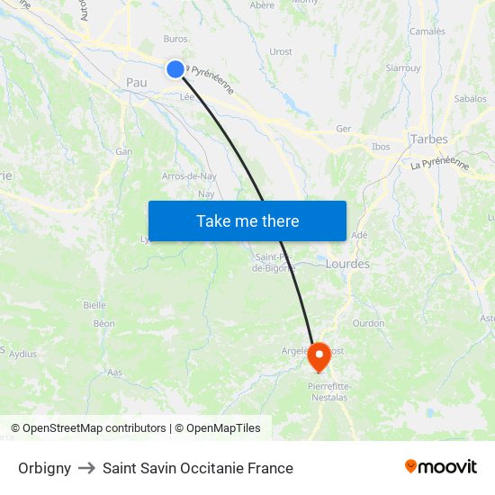 Orbigny to Saint Savin Occitanie France map