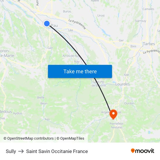Sully to Saint Savin Occitanie France map