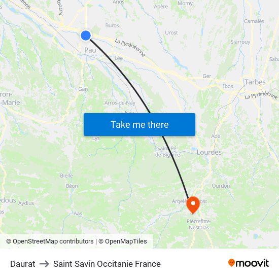 Daurat to Saint Savin Occitanie France map