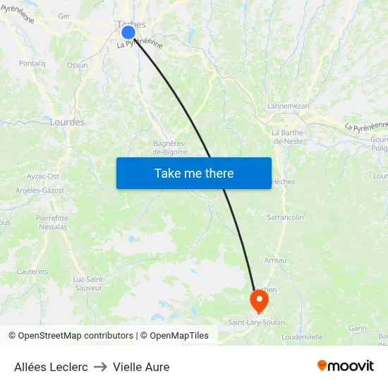 Allées Leclerc to Vielle Aure map
