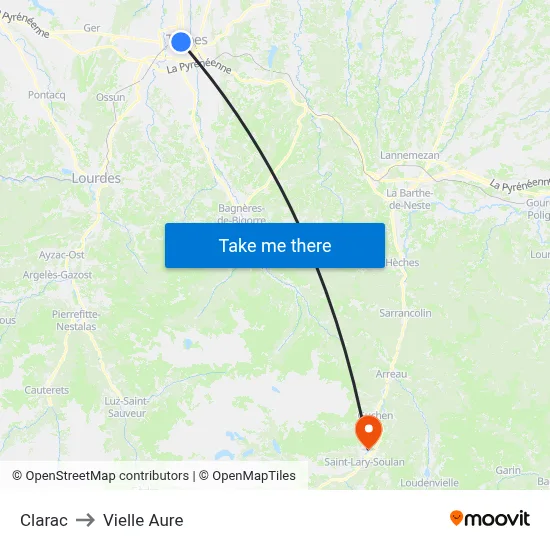 Clarac to Vielle Aure map