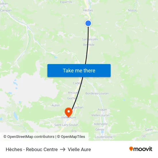 Hèches - Rebouc Centre to Vielle Aure map