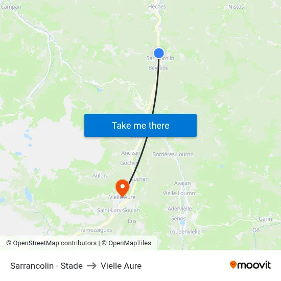 Sarrancolin - Stade to Vielle Aure map