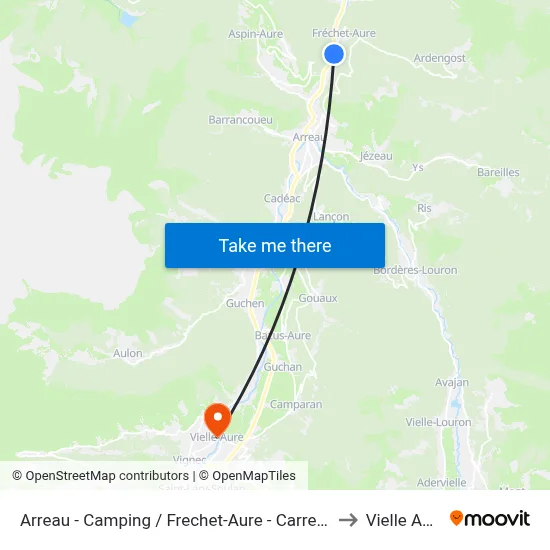 Arreau - Camping / Frechet-Aure - Carrefour to Vielle Aure map