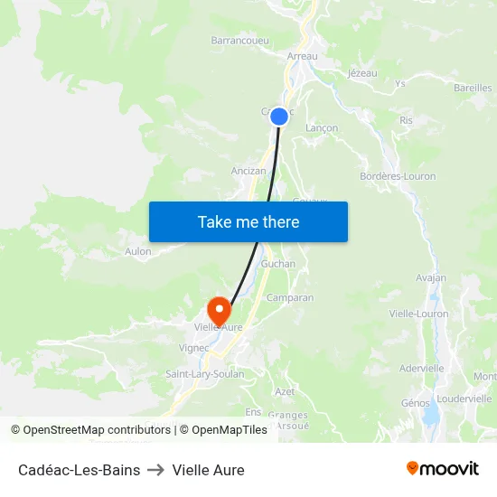 Cadéac-Les-Bains to Vielle Aure map