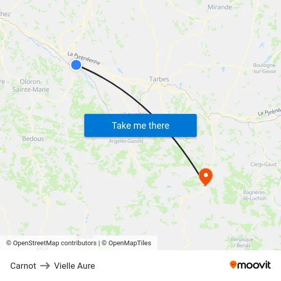 Carnot to Vielle Aure map