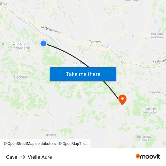Cave to Vielle Aure map