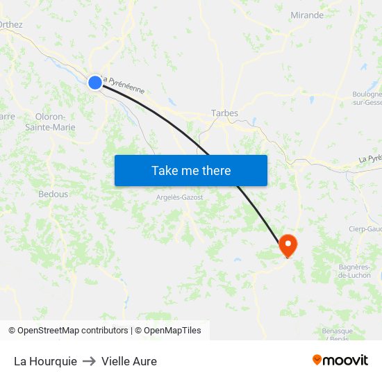 La Hourquie to Vielle Aure map