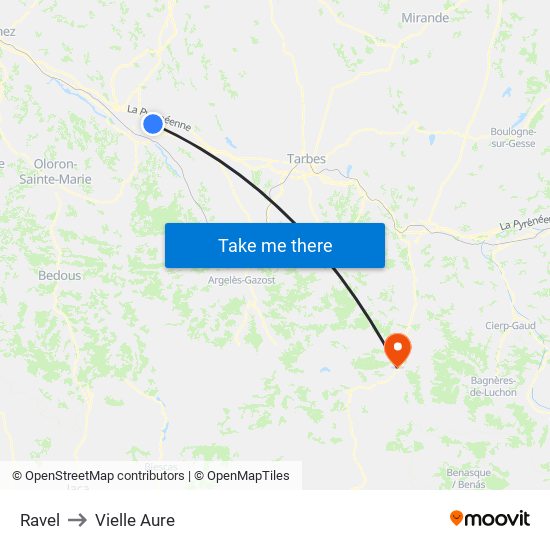 Ravel to Vielle Aure map