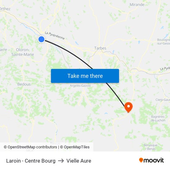Laroin - Centre Bourg to Vielle Aure map